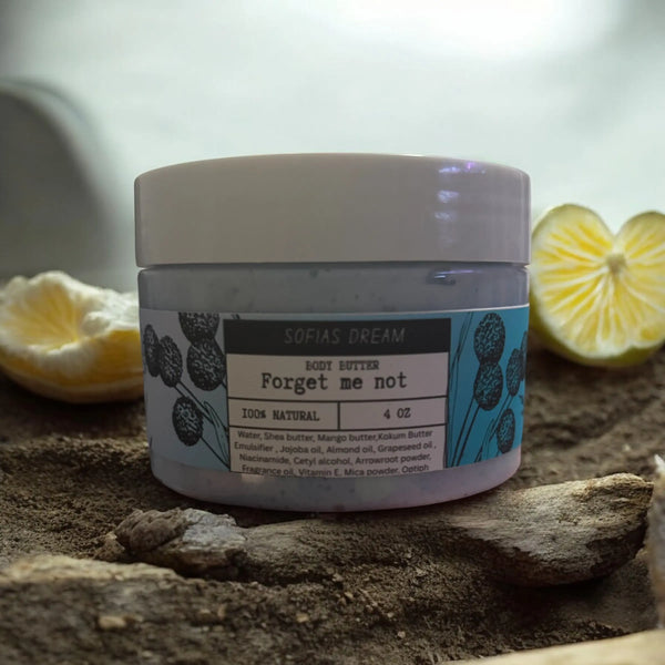 Forget me not emulsified Body butter 4oz natural skincare Sofia’s Dream
