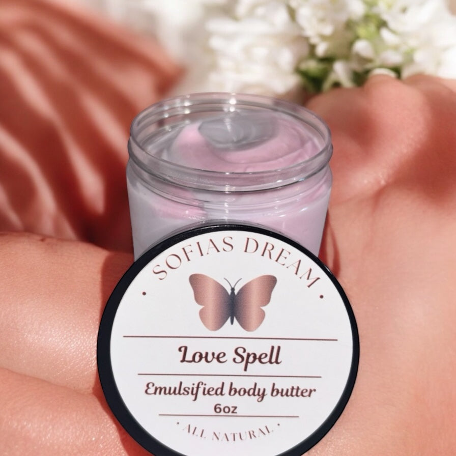 Love spell , emulsified body butter 6oz