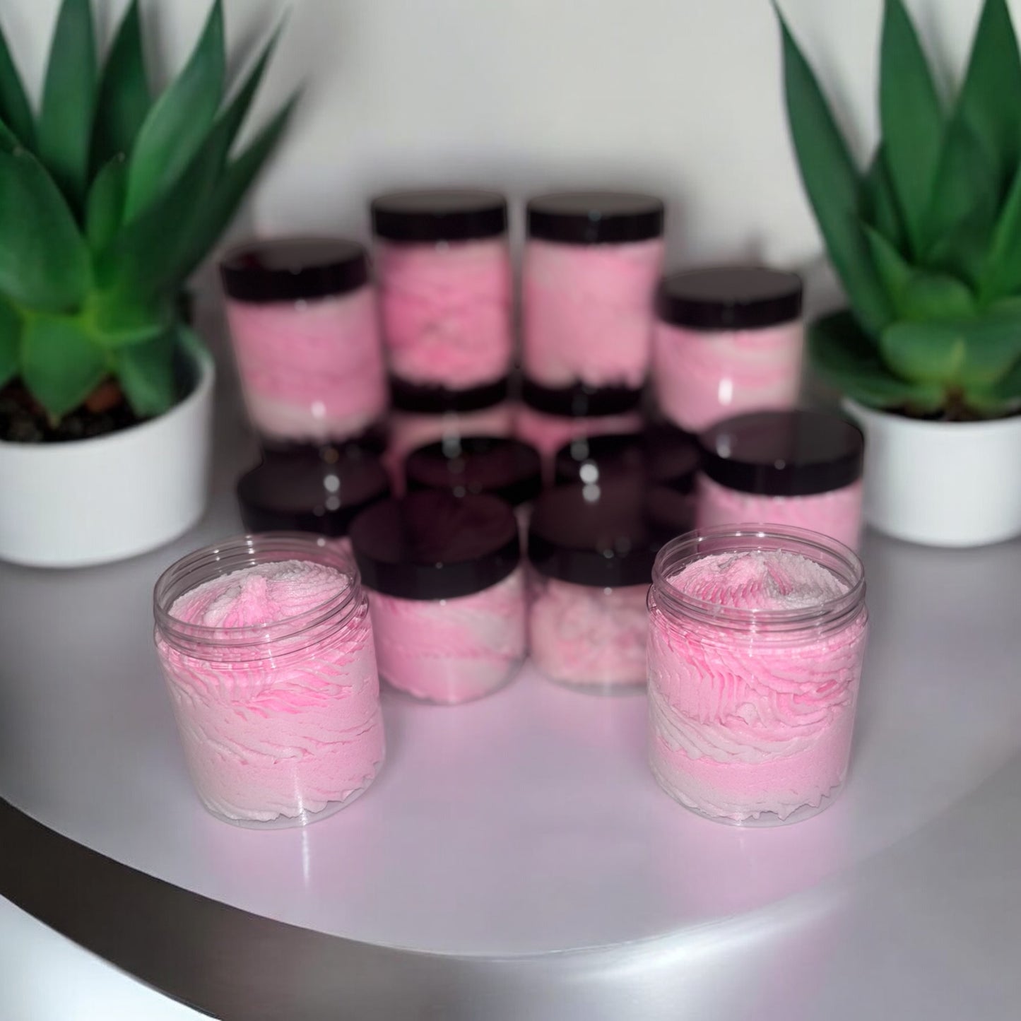 Pink sugar, whipped sugar scrub